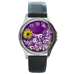 Background Bokeh Ornament Card Round Metal Watch