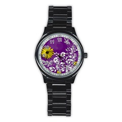 Background Bokeh Ornament Card Stainless Steel Round Watch
