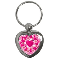 Background Flowers Texture Love Key Chains (heart) 