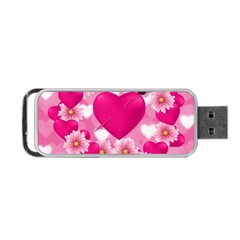 Background Flowers Texture Love Portable Usb Flash (one Side) by Sapixe