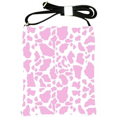 White Pink Cow Print Shoulder Sling Bags by LoolyElzayat