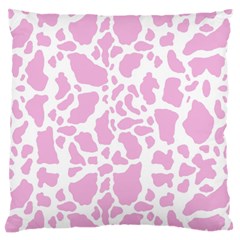 White Pink Cow Print Large Flano Cushion Case (one Side) by LoolyElzayat