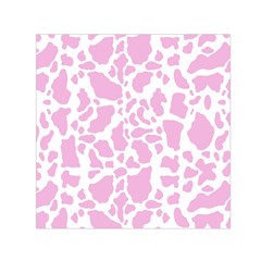 White Pink Cow Print Small Satin Scarf (square) by LoolyElzayat