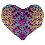 Climbing And Loving Beautiful Flowers Of Fantasy Floral Large 19  Premium Flano Heart Shape Cushions Front