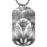 Black and White Fanned Feathers in Halftone Dots Dog Tag (One Side) Front