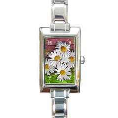 Flowers Flower Background Design Rectangle Italian Charm Watch