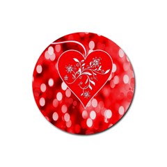 Love Romantic Greeting Celebration Rubber Round Coaster (4 Pack)  by Sapixe