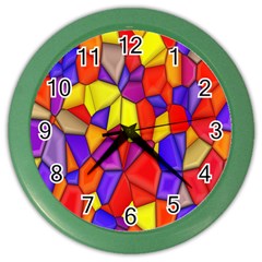 Mosaic Tiles Pattern Texture Color Wall Clocks