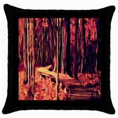 Forest Autumn Trees Trail Road Throw Pillow Case (black) by Sapixe