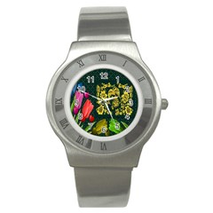 Background Reason Tulips Colors Stainless Steel Watch