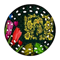 Background Reason Tulips Colors Round Filigree Ornament (two Sides)