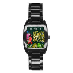 Background Reason Tulips Colors Stainless Steel Barrel Watch