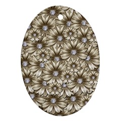 Background Flowers Oval Ornament (two Sides) by Sapixe