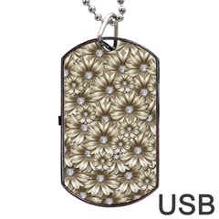 Background Flowers Dog Tag Usb Flash (one Side)