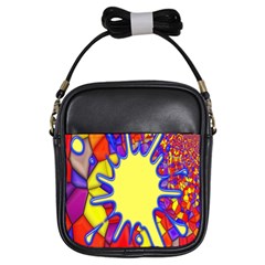 Embroidery Dab Color Spray Girls Sling Bags by Sapixe