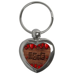 Background Romantic Love Wood Key Chains (heart) 