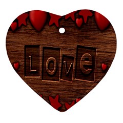 Background Romantic Love Wood Heart Ornament (two Sides) by Sapixe