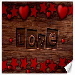 Background Romantic Love Wood Canvas 20  X 20   by Sapixe