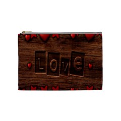 Background Romantic Love Wood Cosmetic Bag (medium) 