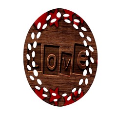 Background Romantic Love Wood Ornament (oval Filigree) by Sapixe