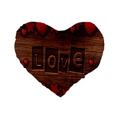 Background Romantic Love Wood Standard 16  Premium Flano Heart Shape Cushions