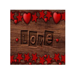 Background Romantic Love Wood Small Satin Scarf (square)