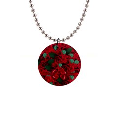 Floral Flower Pattern Art Roses Button Necklaces by Sapixe