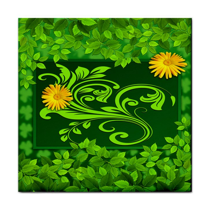 Background Texture Green Leaves Face Towel