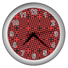 Abstract Background Red Black Wall Clocks (silver) 