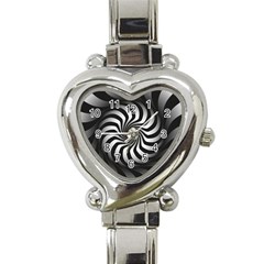 Art Optical Black White Hypnotic Heart Italian Charm Watch by Sapixe