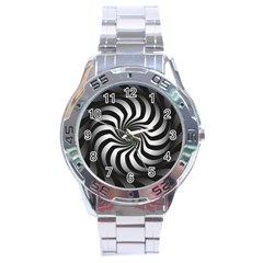 Art Optical Black White Hypnotic Stainless Steel Analogue Watch by Sapixe
