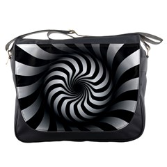 Art Optical Black White Hypnotic Messenger Bags by Sapixe