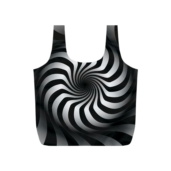 Art Optical Black White Hypnotic Full Print Recycle Bags (S) 