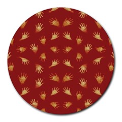 Primitive Art Hands Motif Pattern Round Mousepads by dflcprints