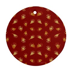 Primitive Art Hands Motif Pattern Ornament (Round)