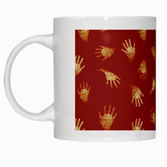 Primitive Art Hands Motif Pattern White Mugs