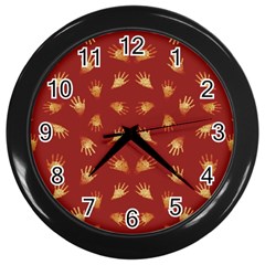 Primitive Art Hands Motif Pattern Wall Clocks (Black)