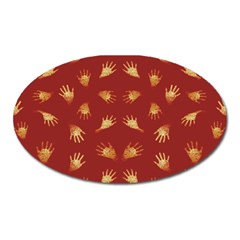 Primitive Art Hands Motif Pattern Oval Magnet