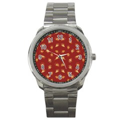 Primitive Art Hands Motif Pattern Sport Metal Watch