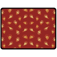 Primitive Art Hands Motif Pattern Fleece Blanket (Large) 