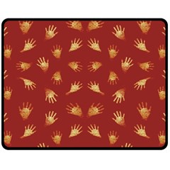 Primitive Art Hands Motif Pattern Fleece Blanket (Medium) 