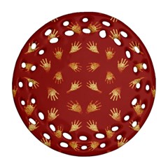 Primitive Art Hands Motif Pattern Ornament (Round Filigree)