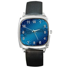 Background Brush Particles Wave Square Metal Watch by Sapixe