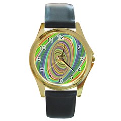 Ellipse Background Elliptical Round Gold Metal Watch