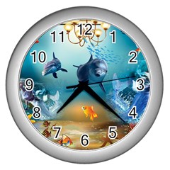 Dolphin Art Creation Natural Water Wall Clocks (silver) 