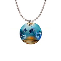 Dolphin Art Creation Natural Water Button Necklaces