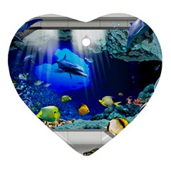 Dolphin Art Creation Natural Water Heart Ornament (two Sides)