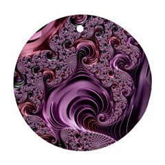 Purple Abstract Art Fractal Round Ornament (two Sides)