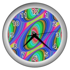 Ellipse Pattern Elliptical Fractal Wall Clocks (silver) 