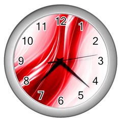 Flame Red Fractal Energy Fiery Wall Clocks (silver) 